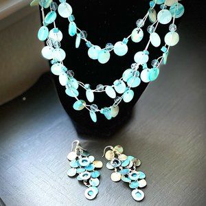 RARE Esmor signed teal died boho necklace and Chandler Earrings delicate